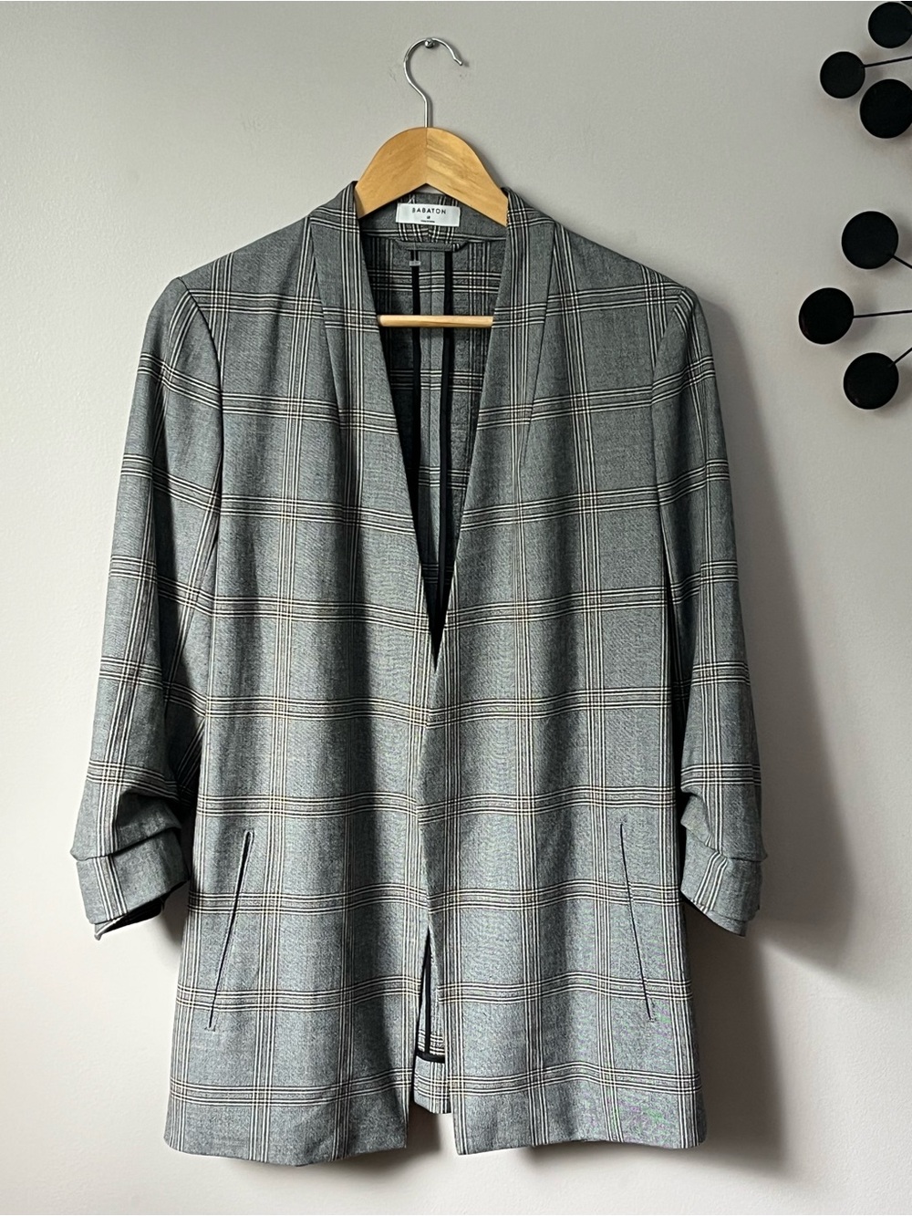 Women’s Aritzia Babaton Open Front / Plaid 'Power' Hip Blazer